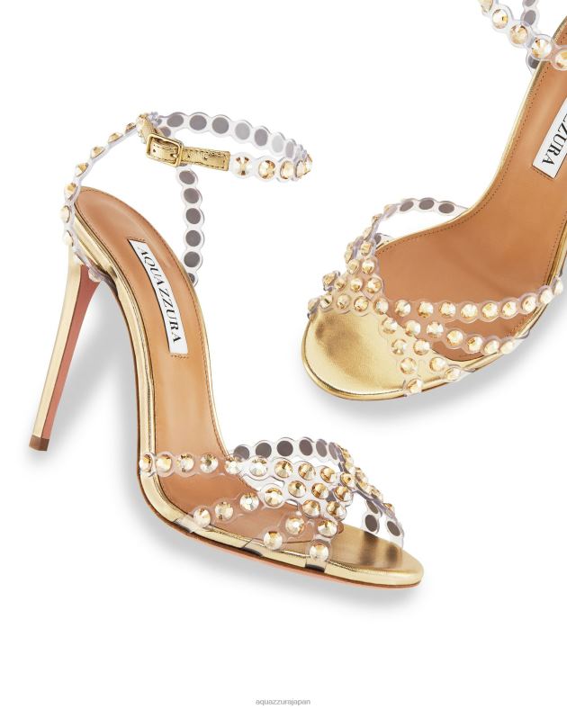 Aquazzura テキーラ プレキシ サンダル 105 金 DH8X0106