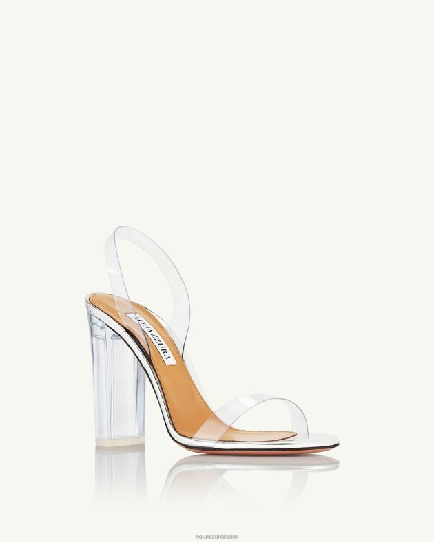 Aquazzura ソー ヌード プレキシ ブロック サンダル 105 銀 DH8X0116