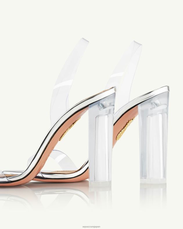 Aquazzura ソー ヌード プレキシ ブロック サンダル 105 銀 DH8X0116