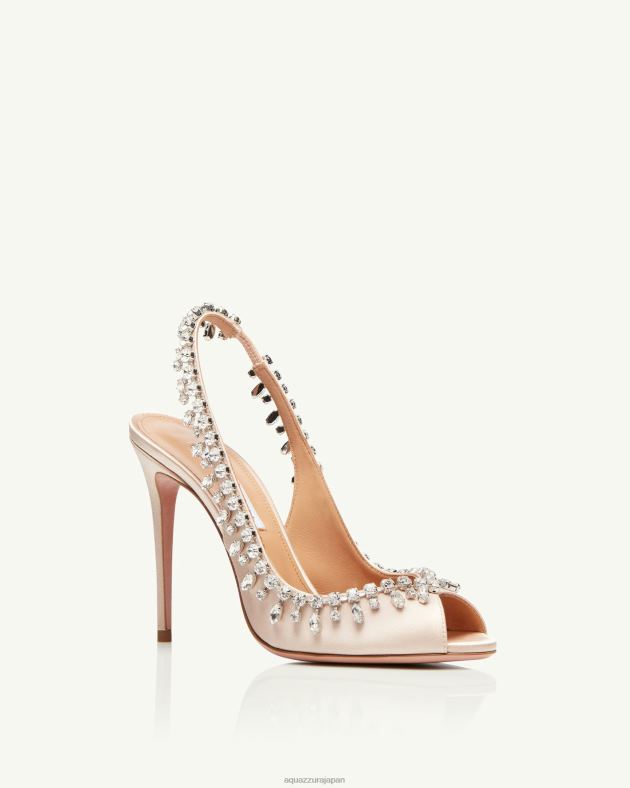 Aquazzura テンプテーション クリスタルサテン サンダル 105 ピンク DH8X0155