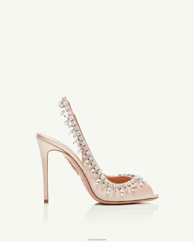 Aquazzura テンプテーション クリスタルサテン サンダル 105 ピンク DH8X0155