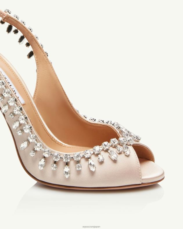 Aquazzura テンプテーション クリスタルサテン サンダル 105 ピンク DH8X0155