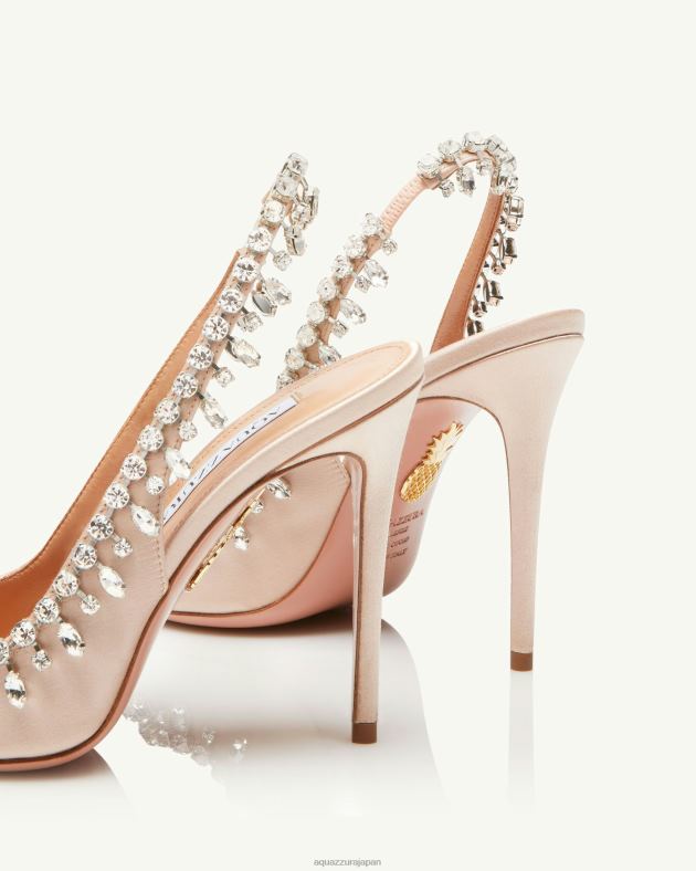 Aquazzura テンプテーション クリスタルサテン サンダル 105 ピンク DH8X0155