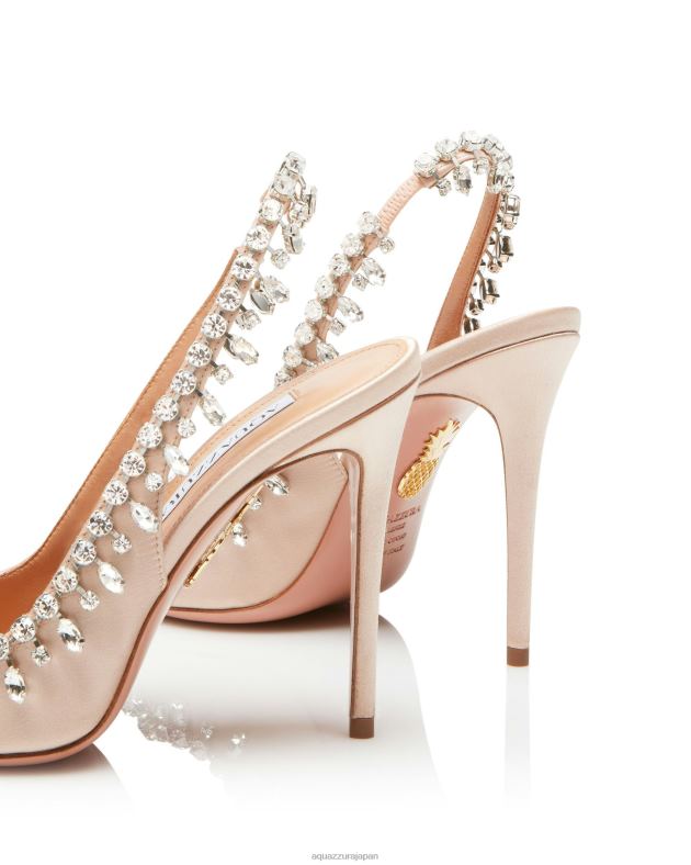 Aquazzura テンプテーション クリスタルサテン サンダル 105 ピンク DH8X0155