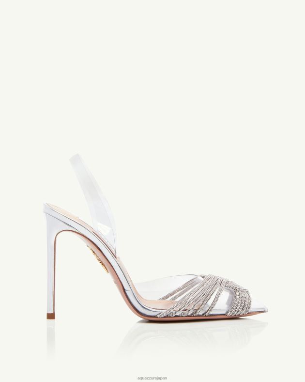 Aquazzura ギャツビー プレキシ スリング 105 銀 DH8X0182