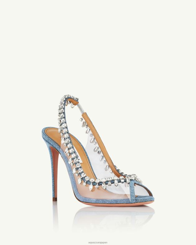 Aquazzura 誘惑クリスタルサンダル 105 青 DH8X025