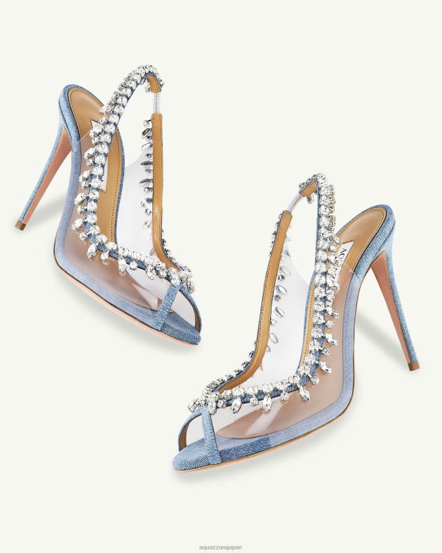 Aquazzura 誘惑クリスタルサンダル 105 青 DH8X025