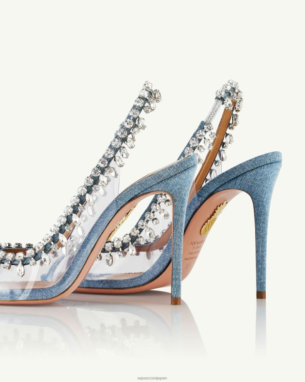 Aquazzura 誘惑クリスタルサンダル 105 青 DH8X025