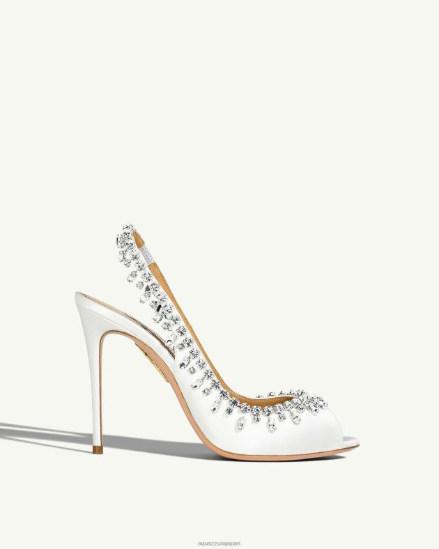 Aquazzura テンプテーション クリスタルサテン サンダル 105 白 DH8X0307