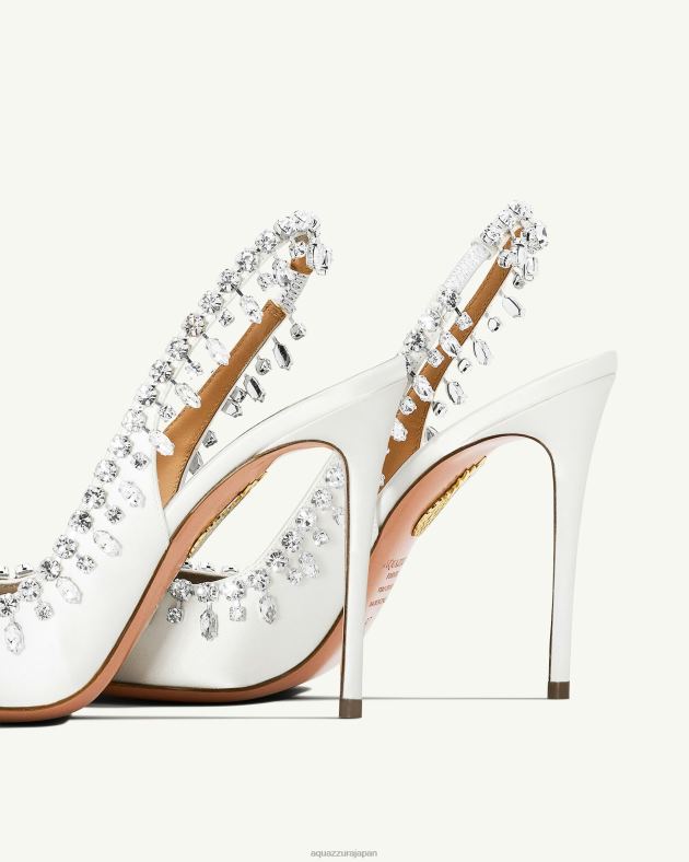 Aquazzura テンプテーション クリスタルサテン サンダル 105 白 DH8X0307