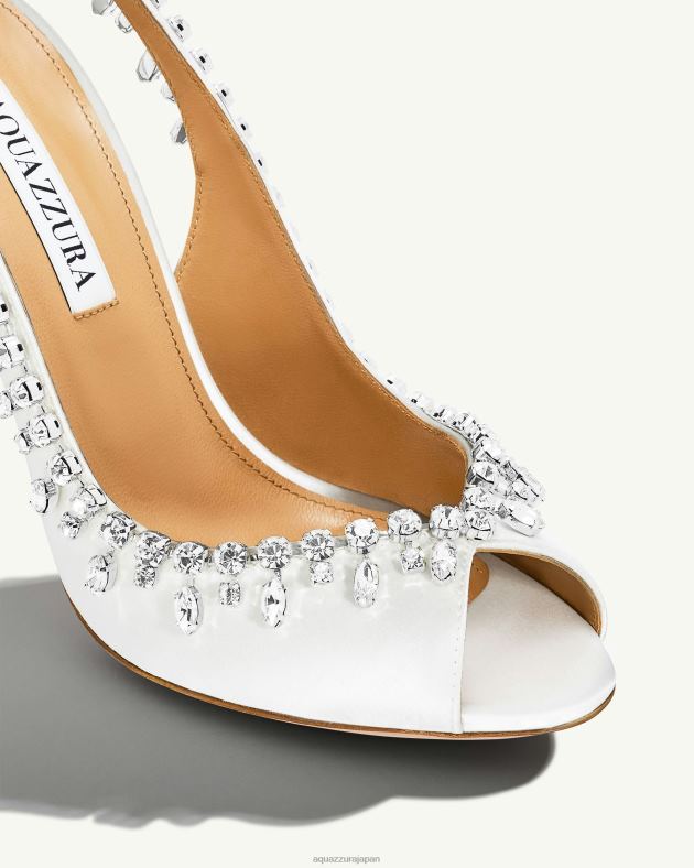 Aquazzura テンプテーション クリスタルサテン サンダル 105 白 DH8X0307