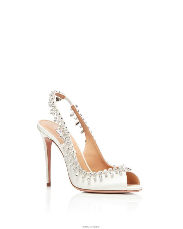 Aquazzura テンプテーション クリスタルサテン サンダル 105 白 DH8X0307