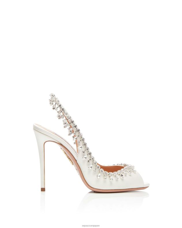 Aquazzura テンプテーション クリスタルサテン サンダル 105 白 DH8X0307