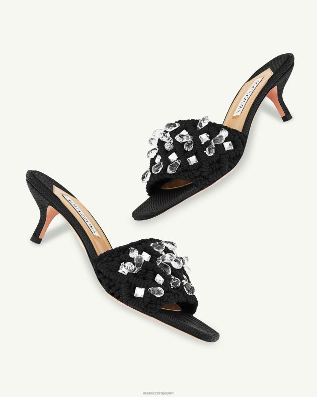 Aquazzura クリスタルコートミュール50 黒 DH8X036