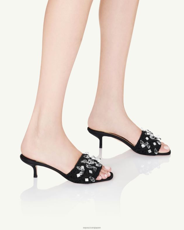 Aquazzura クリスタルコートミュール50 黒 DH8X036