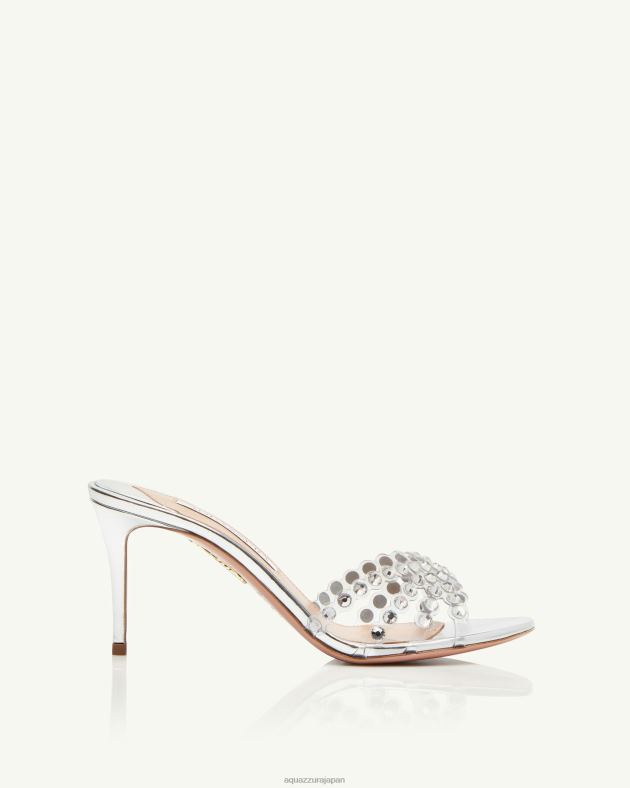 Aquazzura テキーラ プレキシ ミュール 75 銀 DH8X079