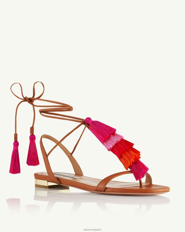 Aquazzura カプリタッセルサンダルフラット 茶色 DH8X0142