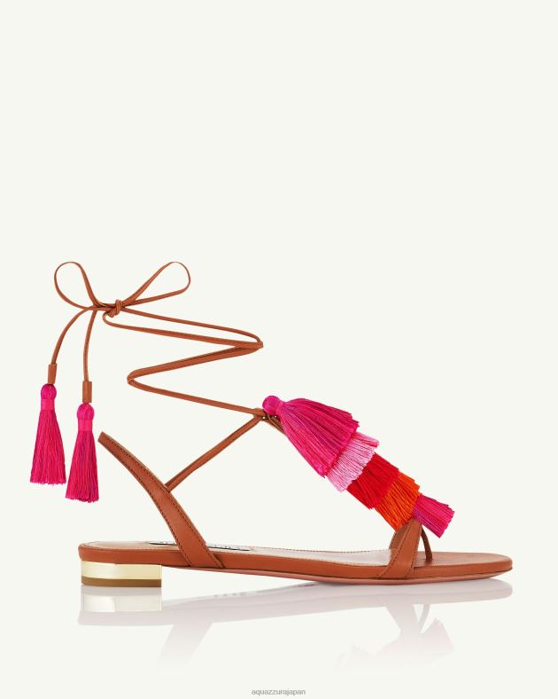 Aquazzura カプリタッセルサンダルフラット 茶色 DH8X0142