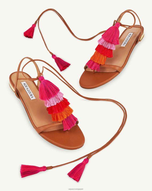 Aquazzura カプリタッセルサンダルフラット 茶色 DH8X0142