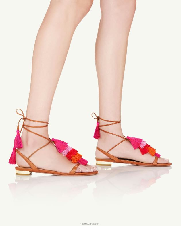 Aquazzura カプリタッセルサンダルフラット 茶色 DH8X0142