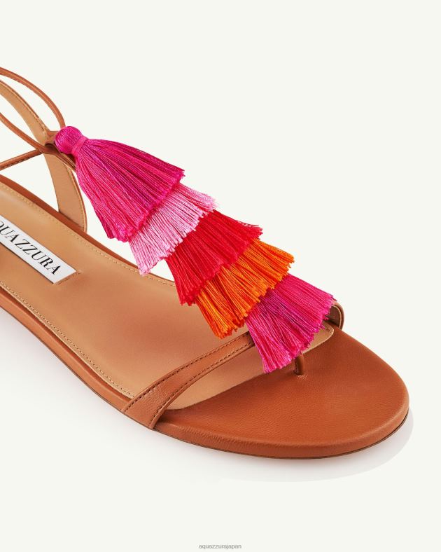 Aquazzura カプリタッセルサンダルフラット 茶色 DH8X0142