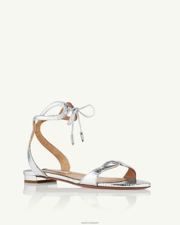 Aquazzura テッササンダルフラット 銀 DH8X0149