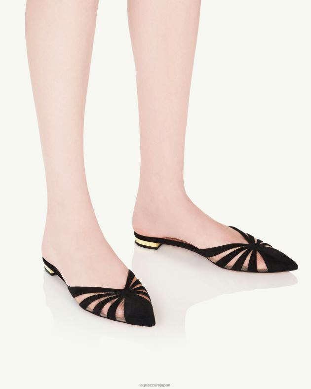 Aquazzura スパイラバフラット 黒 DH8X0243