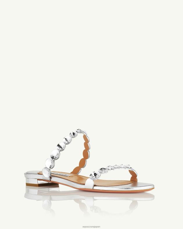 Aquazzura マキシテキーラ サンダル フラット 銀 DH8X0247