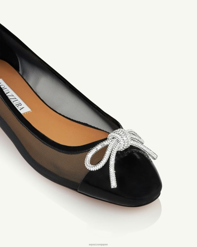 Aquazzura パリシーナ クリスタル メッシュ バレエ 黒 DH8X0250