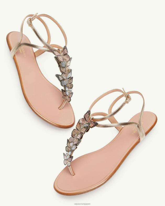 Aquazzura パピヨンサンダルフラット 金 DH8X058