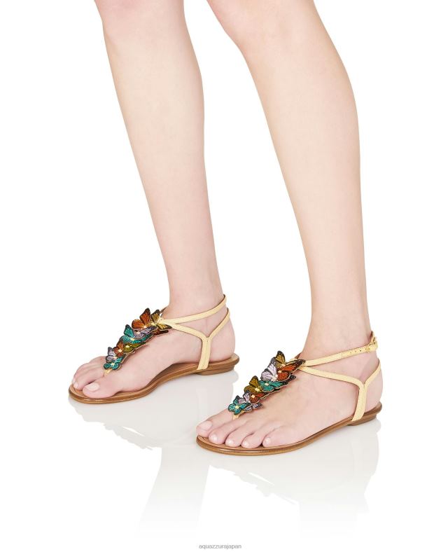 Aquazzura パピヨンサンダルフラット ベージュ DH8X061