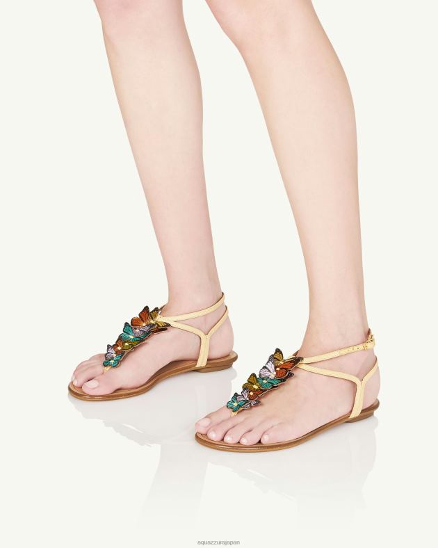 Aquazzura パピヨンサンダルフラット ベージュ DH8X061