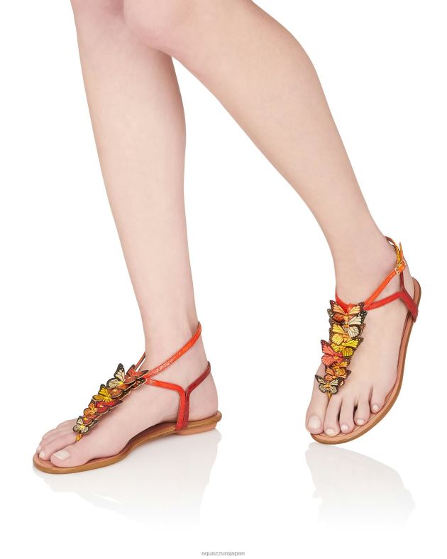 Aquazzura パピヨンサンダルフラット オレンジ DH8X071