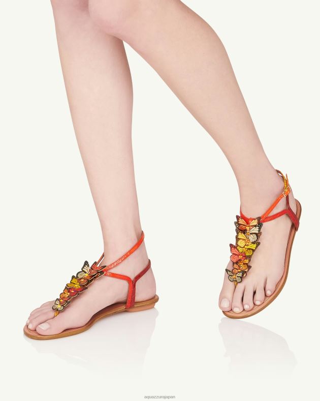 Aquazzura パピヨンサンダルフラット オレンジ DH8X071